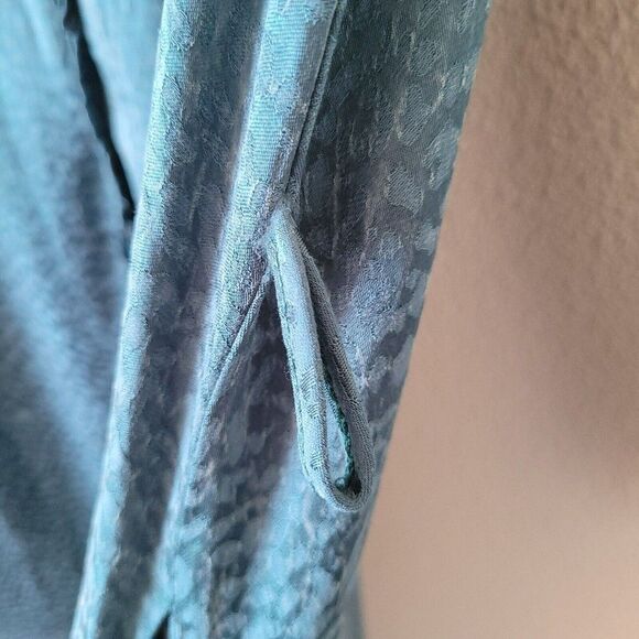 POM AMSTERDAM Teal Midi Dress Sz 4 Relaxed Fit High Neck Long Sleeve Lagenlook - Picture 8 of 11